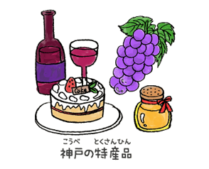 神戸の特産品を表したイラスト